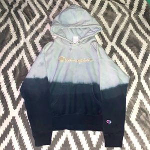 L Blue Ombré Champion Hoodie